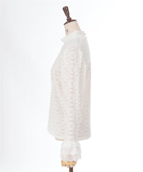 axes femme(アクシーズファム)の「レースフレア袖起毛レースプルオーバー(Tシャツ/カットソー・レディース・ブラック/ホワイト/クリーム・FREE)」の11枚目の写真