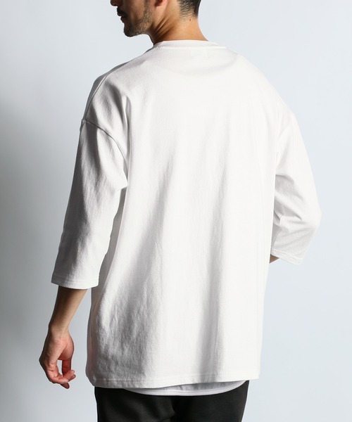 LANVIN en Bleu(ランバンオンブルー)の「8オンス ヘビーウェイト オーバーサイズ 7分袖 ヘンリーTシャツ(Tシャツ/カットソー・メンズ・ホワイト/グレイッシュベージュ/ネイビー・46/48/52/50)」の11枚目の写真