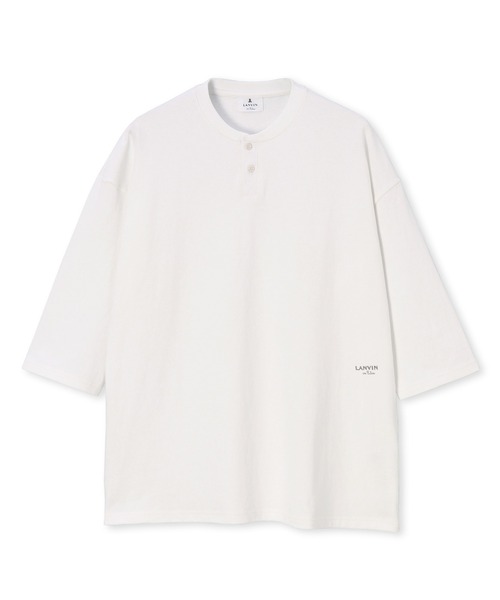 LANVIN en Bleu(ランバンオンブルー)の「8オンス ヘビーウェイト オーバーサイズ 7分袖 ヘンリーTシャツ(Tシャツ/カットソー・メンズ・ホワイト/グレイッシュベージュ/ネイビー・46/48/52/50)」の12枚目の写真