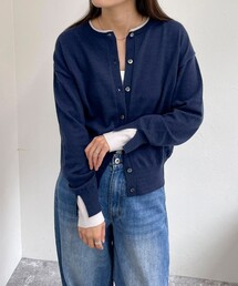レイヤード風配色カーディガン