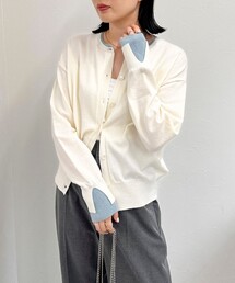 レイヤード風配色カーディガン