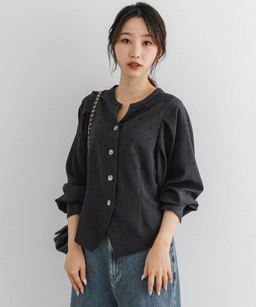 F by ROSSO（エフバイロッソ）の「F by ROSSO　ハート刺繍2WAYブラウス（シャツ/ブラウス・レディース・チャコールグレー/ブラック・FREE）」の16枚目の写真