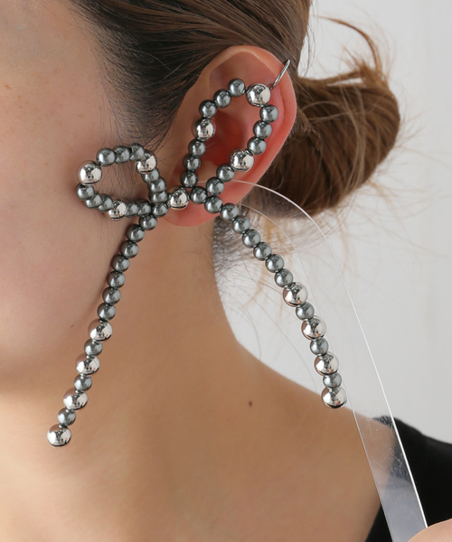 Casselini(キャセリーニ)の「Casselini/キャセリーニ リボンビーズピアス 243-110106(その他ヘアアクセサリー・レディース・ブラック/ホワイト・FREE)」の7枚目の写真