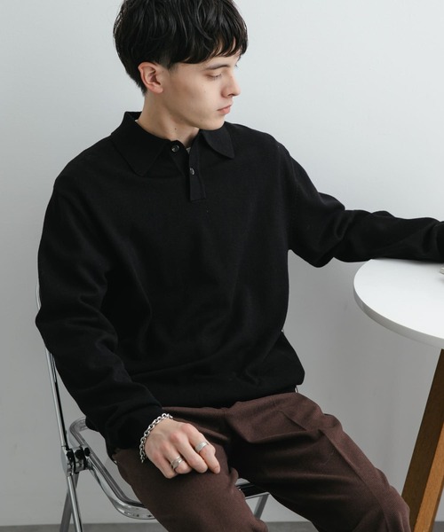 SENSE OF PLACE by URBAN RESEARCH（センスオブプレイスバイアーバンリサーチ）の「『ユニセックス』『洗濯可』ストレッチニットポロシャツ（ポロシャツ・メンズ・グレー/ネイビー/チャコールグレー/ブラウン/グリーン/ブラック・LARGE/MEDIUM）」の7枚目の写真
