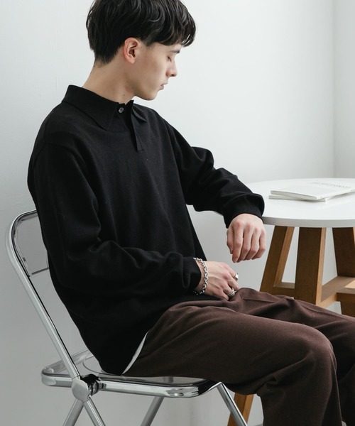 SENSE OF PLACE by URBAN RESEARCH（センスオブプレイスバイアーバンリサーチ）の「『ユニセックス』『洗濯可』ストレッチニットポロシャツ（ポロシャツ・メンズ・グレー/ネイビー/チャコールグレー/ブラウン/グリーン/ブラック・LARGE/MEDIUM）」の8枚目の写真
