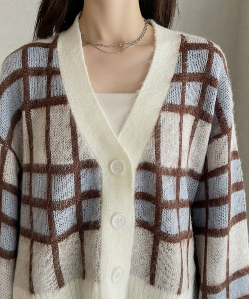 Eclat one(エクラワン)の「【Eclat one】シャギー チェック ショート丈 カーディガン(カーディガン/ボレロ・レディース・ブラウン/ブラック/オフホワイト・FREE)」の19枚目の写真