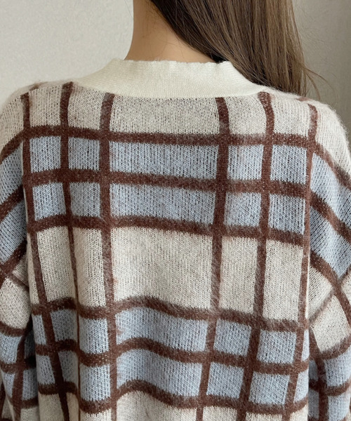 Eclat one(エクラワン)の「【Eclat one】シャギー チェック ショート丈 カーディガン(カーディガン/ボレロ・レディース・ブラウン/ブラック/オフホワイト・FREE)」の22枚目の写真