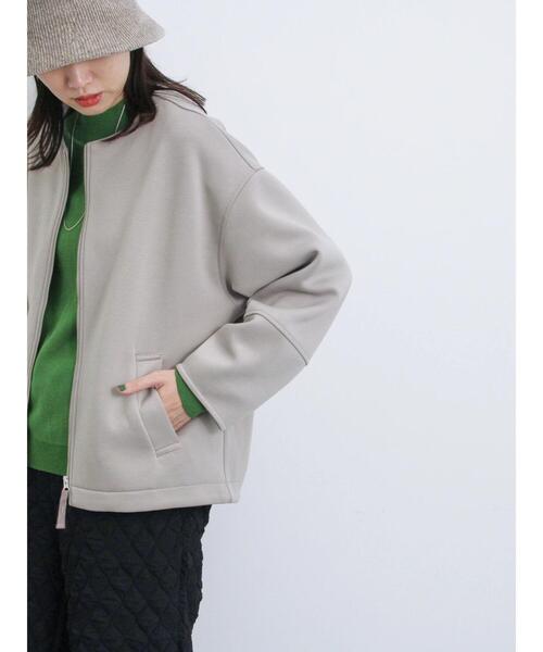 Samansa Mos2 blue（サマンサモスモスブルー）の「リサイクルダンボールジャケット（ノーカラージャケット・レディース・キナリ/グレー/チャコールグレー・F）」の22枚目の写真