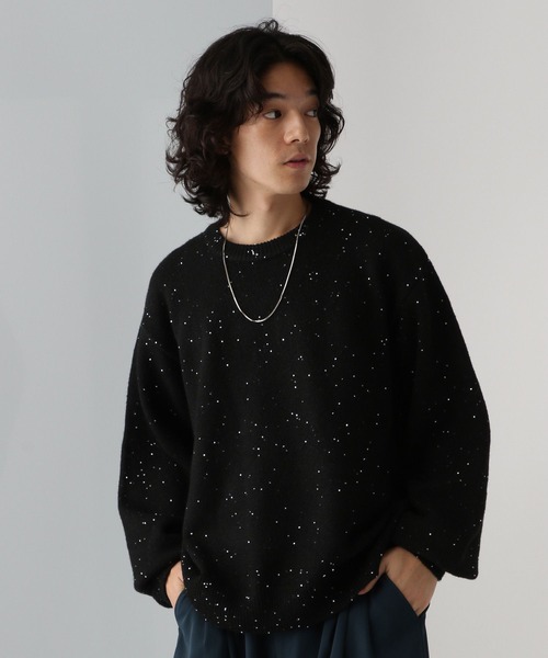 HARE（ハレ）の「ラメスパンコールニットプルオーバー(HARE)（ニット/セーター・メンズ・グレー/ブラック/グリーン・SMALL/MEDIUM）」の5枚目の写真