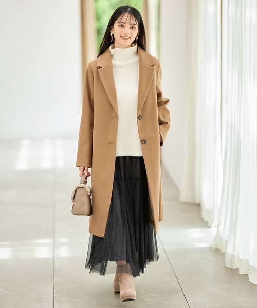 Honeys（ハニーズ）の「【抗菌防臭・静電気軽減】チェスターコート（チェスターコート・レディース・アイボリー/ブラック/チャコール/モカ/ベージュ/キャメル・S/M/L/LL/3L）」の6枚目の写真