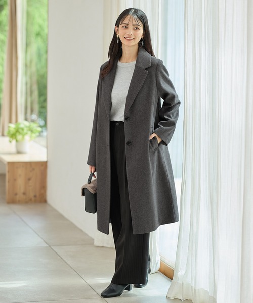 Honeys（ハニーズ）の「【抗菌防臭・静電気軽減】チェスターコート（チェスターコート・レディース・アイボリー/ブラック/チャコール/モカ/ベージュ/キャメル・S/M/L/LL/3L）」の4枚目の写真