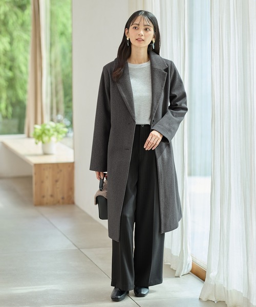 Honeys（ハニーズ）の「【抗菌防臭・静電気軽減】チェスターコート（チェスターコート・レディース・アイボリー/ブラック/チャコール/モカ/ベージュ/キャメル・S/M/L/LL/3L）」の19枚目の写真