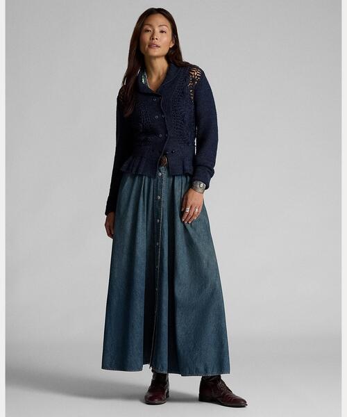 RRL（ダブル アール エル）の「プリーテッド インディゴ デニム スカート（デニムスカート・レディース・ブルー・1/2/3/4）」の2枚目の写真