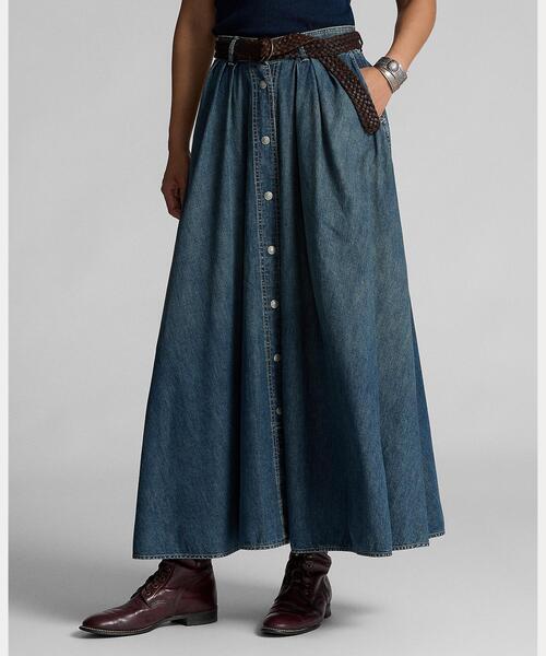 RRL（ダブル アール エル）の「プリーテッド インディゴ デニム スカート（デニムスカート・レディース・ブルー・1/2/3/4）」の3枚目の写真