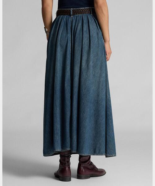RRL（ダブル アール エル）の「プリーテッド インディゴ デニム スカート（デニムスカート・レディース・ブルー・1/2/3/4）」の4枚目の写真