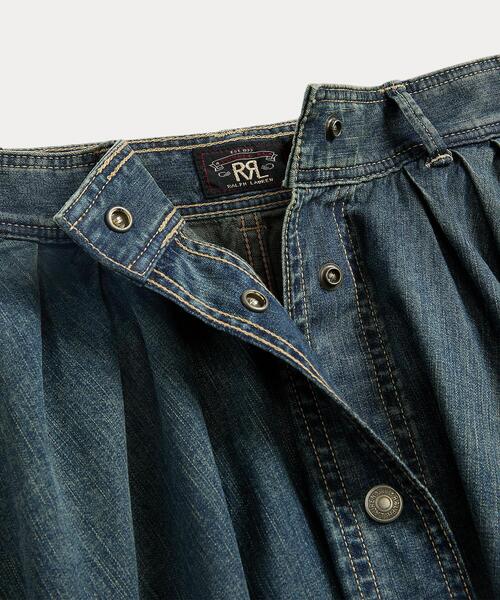 RRL（ダブル アール エル）の「プリーテッド インディゴ デニム スカート（デニムスカート・レディース・ブルー・1/2/3/4）」の6枚目の写真