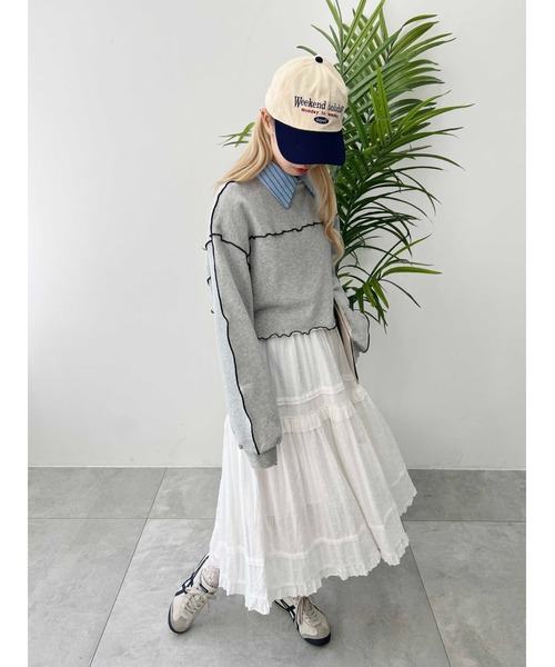 WC（ダブル シー）の「メロウパイピングショートスウェット（スウェット・レディース・ピンク/ホワイト/グレー・FREE）」の9枚目の写真