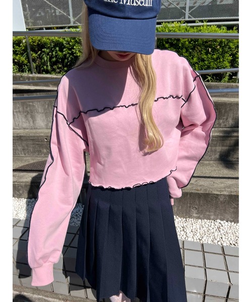 WC（ダブル シー）の「メロウパイピングショートスウェット（スウェット・レディース・ピンク/ホワイト/グレー・FREE）」の15枚目の写真