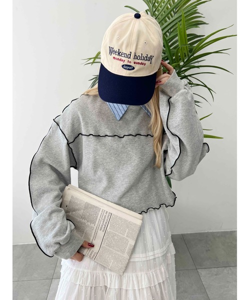 WC（ダブル シー）の「メロウパイピングショートスウェット（スウェット・レディース・ピンク/ホワイト/グレー・FREE）」の10枚目の写真