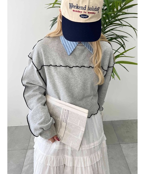 WC（ダブル シー）の「メロウパイピングショートスウェット（スウェット・レディース・ピンク/ホワイト/グレー・FREE）」の11枚目の写真