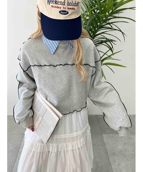 WC（ダブル シー）の「メロウパイピングショートスウェット（スウェット・レディース・ピンク/ホワイト/グレー・FREE）」の12枚目の写真