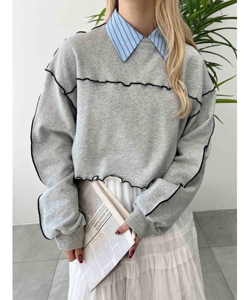 WC（ダブル シー）の「メロウパイピングショートスウェット（スウェット・レディース・ピンク/ホワイト/グレー・FREE）」の13枚目の写真