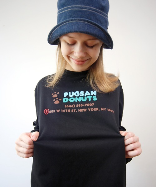 HUMAROUS（ヒューマラス）の「HUMAROUS Pugsan Donuts ロン Tee（Tシャツ/カットソー・レディース・ラベンダー/グリーン/ブラック/オフホワイト・X-LARGE/LARGE/MEDIUM/SMALL）」の3枚目の写真