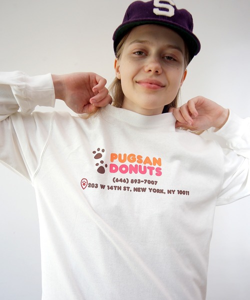 HUMAROUS（ヒューマラス）の「HUMAROUS Pugsan Donuts ロン Tee（Tシャツ/カットソー・レディース・ラベンダー/グリーン/ブラック/オフホワイト・X-LARGE/LARGE/MEDIUM/SMALL）」の6枚目の写真