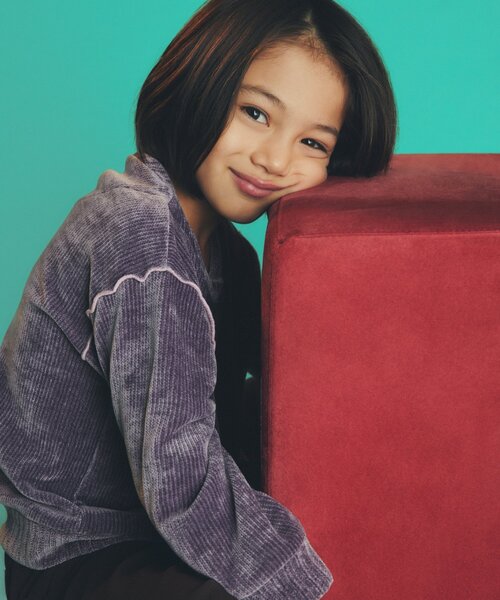 THE SHOP TK （ザ ショップ ティーケー ）の「◆【100－160/親子リンク】カットモールプルオーバー/洗濯機OK（Tシャツ/カットソー・キッズ・グリーン/ネイビー/ライトパープル/アイボリー・16/15 /14/13/12/11/10）」の4枚目の写真