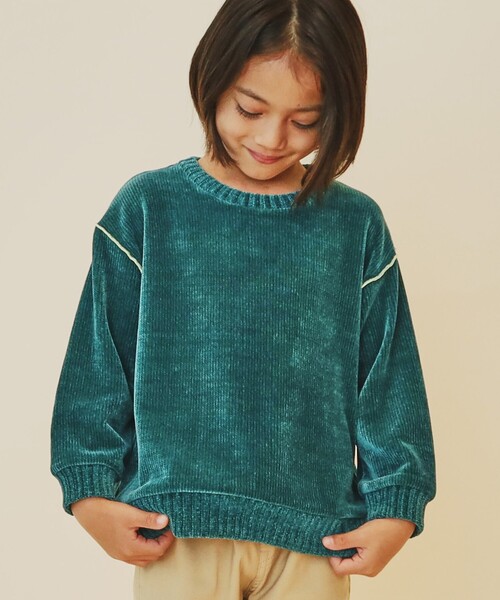 THE SHOP TK （ザ ショップ ティーケー ）の「◆【100－160/親子リンク】カットモールプルオーバー/洗濯機OK（Tシャツ/カットソー・キッズ・グリーン/ネイビー/ライトパープル/アイボリー・16/15 /14/13/12/11/10）」の5枚目の写真