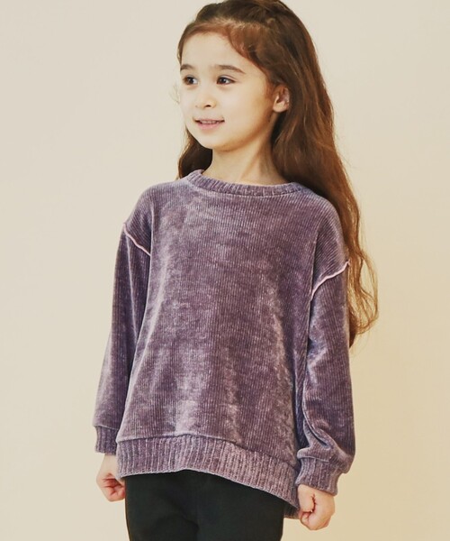 THE SHOP TK （ザ ショップ ティーケー ）の「◆【100－160/親子リンク】カットモールプルオーバー/洗濯機OK（Tシャツ/カットソー・キッズ・グリーン/ネイビー/ライトパープル/アイボリー・16/15 /14/13/12/11/10）」の9枚目の写真