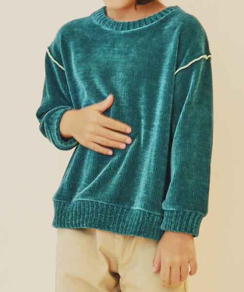 THE SHOP TK （ザ ショップ ティーケー ）の「◆【100－160/親子リンク】カットモールプルオーバー/洗濯機OK（Tシャツ/カットソー・キッズ・グリーン/ネイビー/ライトパープル/アイボリー・16/15 /14/13/12/11/10）」の17枚目の写真