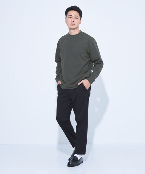 green label relaxing（グリーンレーベルリラクシング）の「【WEB限定】JUST fit デイリー アムンゼン クルーネック スウェット（Tシャツ/カットソー・メンズ・ネイビー/ダークグレー/ブラック・S/M/L/XL）」の5枚目の写真