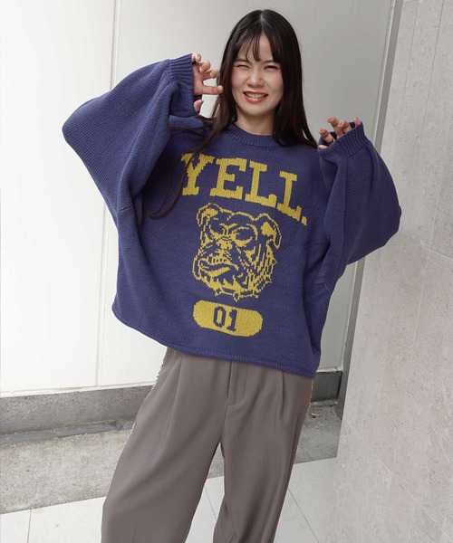 CORNERS(コーナーズ)の「【福本莉子さん着用】ロゴジャガードオーバーサイズニット(ニット/セーター・レディース・グリーン/ブラウン/アイボリー/ブルー/パープル/グレー・FREE)」の11枚目の写真