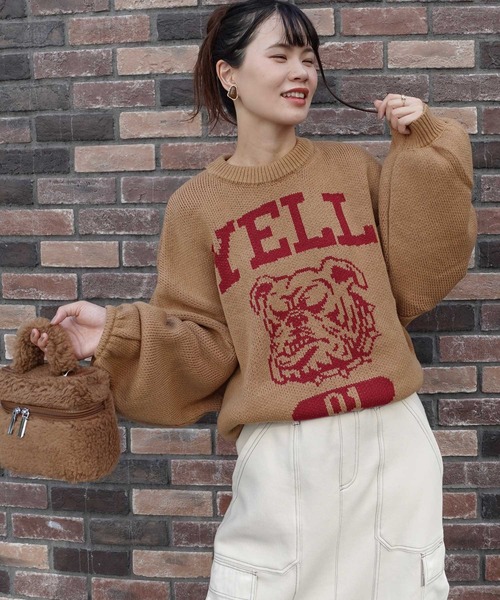 CORNERS(コーナーズ)の「【福本莉子さん着用】ロゴジャガードオーバーサイズニット(ニット/セーター・レディース・グリーン/ブラウン/アイボリー/ブルー/パープル/グレー・FREE)」の13枚目の写真