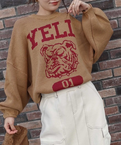 CORNERS(コーナーズ)の「【福本莉子さん着用】ロゴジャガードオーバーサイズニット(ニット/セーター・レディース・グリーン/ブラウン/アイボリー/ブルー/パープル/グレー・FREE)」の14枚目の写真