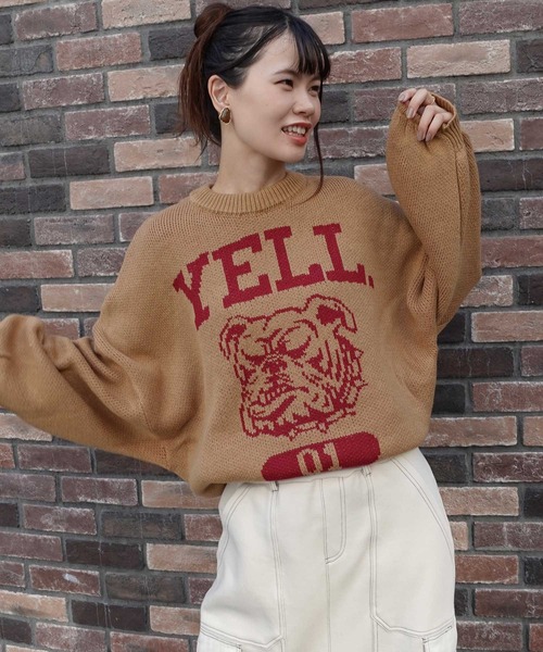 CORNERS(コーナーズ)の「【福本莉子さん着用】ロゴジャガードオーバーサイズニット(ニット/セーター・レディース・グリーン/ブラウン/アイボリー/ブルー/パープル/グレー・FREE)」の15枚目の写真