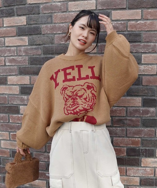 CORNERS(コーナーズ)の「【福本莉子さん着用】ロゴジャガードオーバーサイズニット(ニット/セーター・レディース・グリーン/ブラウン/アイボリー/ブルー/パープル/グレー・FREE)」の16枚目の写真