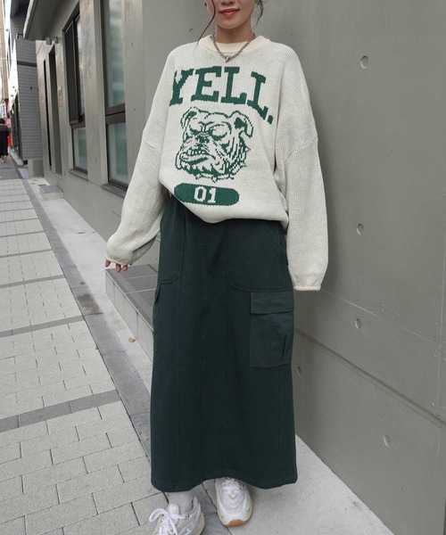 CORNERS(コーナーズ)の「【福本莉子さん着用】ロゴジャガードオーバーサイズニット(ニット/セーター・レディース・グリーン/ブラウン/アイボリー/ブルー/パープル/グレー・FREE)」の17枚目の写真