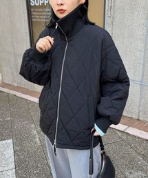 リブ衿キルティングブルゾン