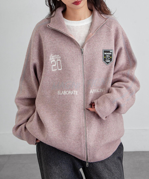 Chillfar（チルファー）の「ジップドライバーズニットトラックジャケット トラックトップ（カーディガン/ボレロ・レディース・グレー/アイボリー/ブラック/ピンク/ネイビー・FREE）」の5枚目の写真