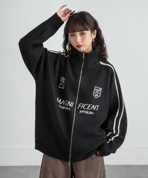 Chillfar（チルファー）の「ジップドライバーズニットトラックジャケット トラックトップ（カーディガン/ボレロ・レディース・グレー/アイボリー/ブラック/ピンク/ネイビー・FREE）」の3枚目の写真