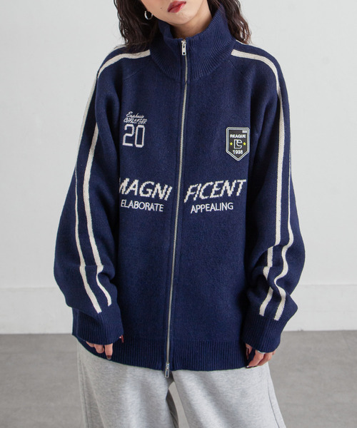 Chillfar（チルファー）の「ジップドライバーズニットトラックジャケット トラックトップ（カーディガン/ボレロ・レディース・グレー/アイボリー/ブラック/ピンク/ネイビー・FREE）」の6枚目の写真