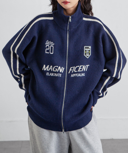 Chillfar（チルファー）の「ジップドライバーズニットトラックジャケット トラックトップ（カーディガン/ボレロ・レディース・グレー/アイボリー/ブラック/ピンク/ネイビー・FREE）」の7枚目の写真