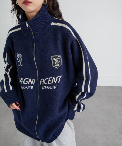 Chillfar（チルファー）の「ジップドライバーズニットトラックジャケット トラックトップ（カーディガン/ボレロ・レディース・グレー/アイボリー/ブラック/ピンク/ネイビー・FREE）」の9枚目の写真