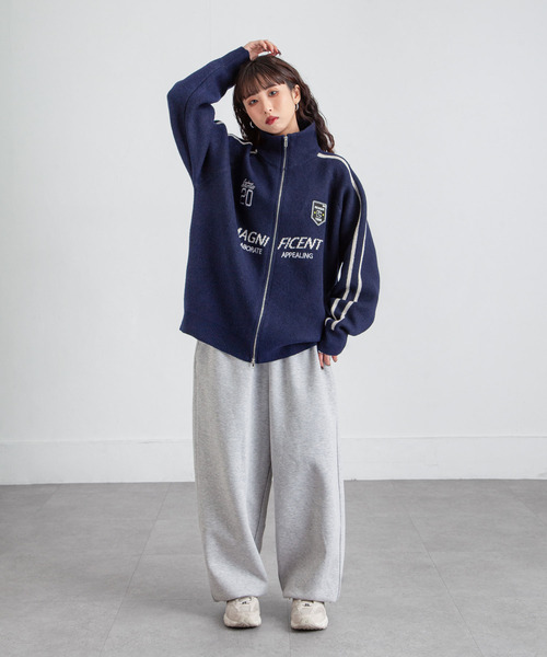 Chillfar（チルファー）の「ジップドライバーズニットトラックジャケット トラックトップ（カーディガン/ボレロ・レディース・グレー/アイボリー/ブラック/ピンク/ネイビー・FREE）」の10枚目の写真