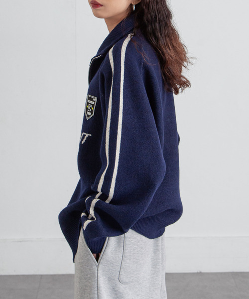 Chillfar（チルファー）の「ジップドライバーズニットトラックジャケット トラックトップ（カーディガン/ボレロ・レディース・グレー/アイボリー/ブラック/ピンク/ネイビー・FREE）」の11枚目の写真