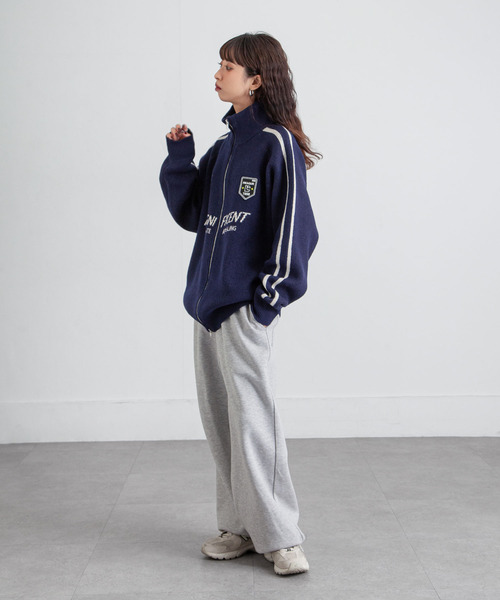 Chillfar（チルファー）の「ジップドライバーズニットトラックジャケット トラックトップ（カーディガン/ボレロ・レディース・グレー/アイボリー/ブラック/ピンク/ネイビー・FREE）」の12枚目の写真