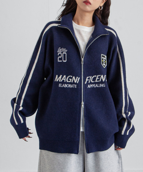 Chillfar（チルファー）の「ジップドライバーズニットトラックジャケット トラックトップ（カーディガン/ボレロ・レディース・グレー/アイボリー/ブラック/ピンク/ネイビー・FREE）」の14枚目の写真