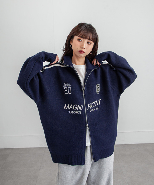 Chillfar（チルファー）の「ジップドライバーズニットトラックジャケット トラックトップ（カーディガン/ボレロ・レディース・グレー/アイボリー/ブラック/ピンク/ネイビー・FREE）」の15枚目の写真